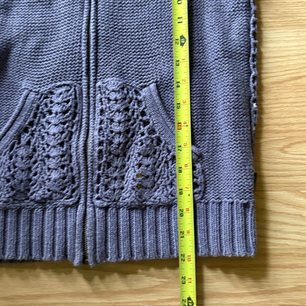 Woolrich Womens Purple Knit Full Zip Sleeveless Hoodie Crochet Back Vest Size M - Picture 5 of 8